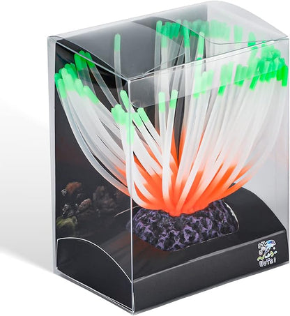 Uniclife Aquarium Imitative Green Sea Urchin Ball Artificial Silicone Ornament with Glowing Effect for Fish Tank Landscape Decoration UnicLife