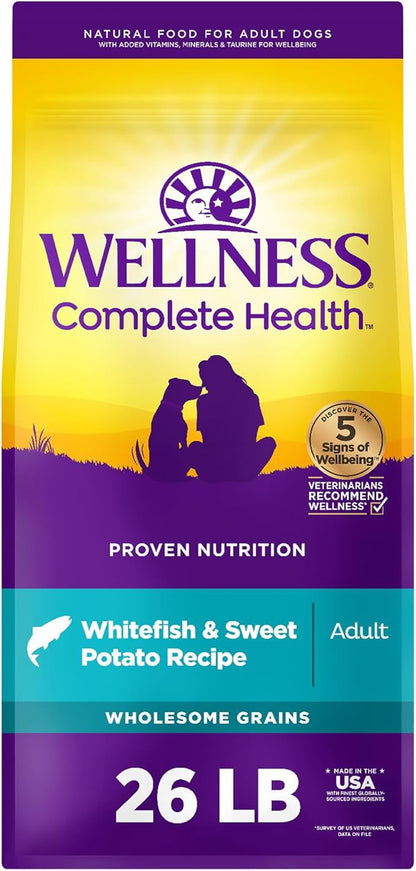 Wellness Complete Health Adult Dry Dog Food, Whitefish & Sweet Potato Recipe, 26 Pound Bag - PAWPICO
