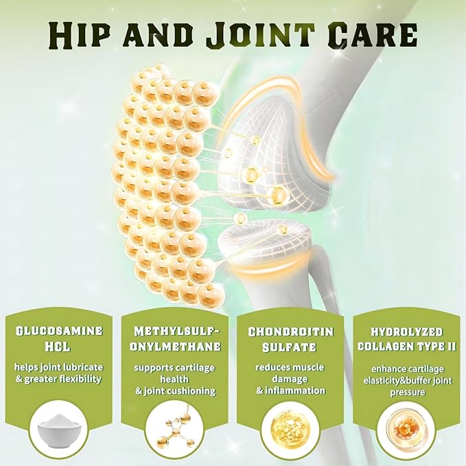 Glucosamine for Dogs, Hip and Joint Supplement for Dogs with Chicken Flavor, Anti Inflammatory, Dog's Chondroitin, Digestive Enzymes, Omega-3, Vitamin D, MSM, Calcium, Turmeric, 120 Freeze-Dried Chews DRFOSTER