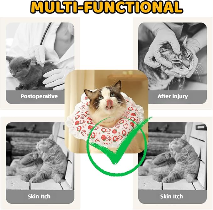Cute Cat Recovery Collar Soft Adjustable Cats Cone Anti-Bite Pet Neck Pillow Easy to Wear Prevent Lick Wound After Surgery Injury (M(14-22lb),Yellow) Jatmira