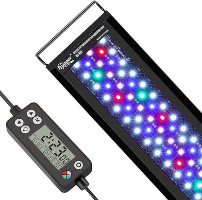 hygger Auto On Off LED Aquarium Light, Full Spectrum Fish Tank Light with LCD Monitor, 24/7 Lighting Cycle, 7 Colors, Adjustable Timer, IP68 Waterproof, 3 Modes for 30"-36" Freshwater Planted Tank hygger