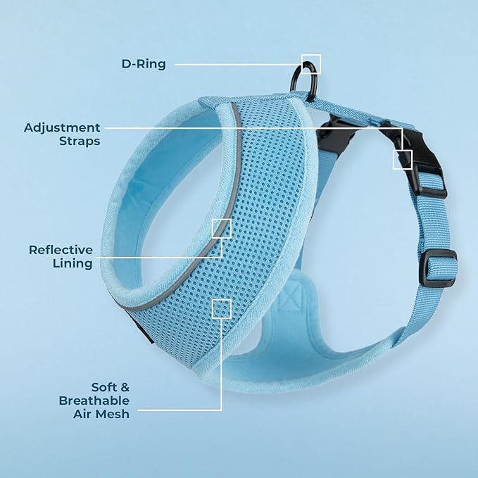 Voyager Aerolite No Pull Mesh Dog Harness with Lightweight, Soft, Breathable, Reflective Stitching, and Adjustable Straps for Walking, Running, Training, Heavy Duty and Durable - Baby Blue, XL BestPetSuppliesLLC