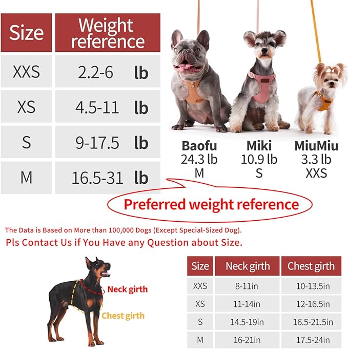 Puppytie No Pull Dog Harness with Multifunction Dog Leash,Soft Adjustable No Choke Escape Proof Pet Harness Vest for Medium Dogs or Large Dogs,red Hawthorn,M - PAWPICO