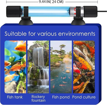 Clean Light for Aquarium，11 W&13 W Fish Tank Clean Light with Timer,Aquarium Green Killing Machine Waterproof Clean Submersible Lamp for Pond,Swimming Pool,Indoor AquariumPetsFishMonopoly