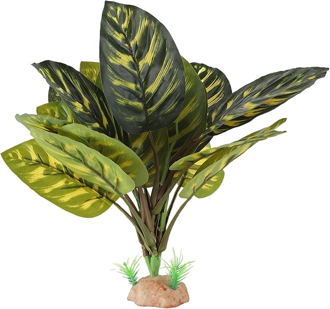 Terrarium Plants for Reptile Terrarium, Reptile Plants Tortoise Habitat Accessories, Artificial Spider Plant for Gecko, Ball Python, Tortoise Terrarium Décor - Peacock Prayer IBWell