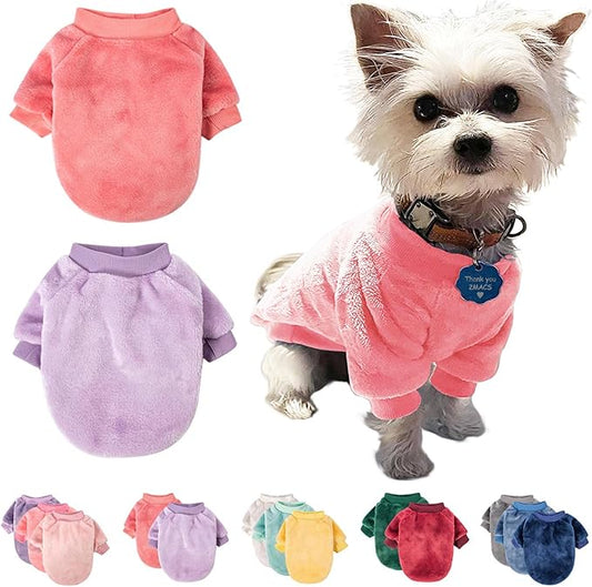 FabriCastle Dog Sweater, 2 Count, Dog Clothes, Dog Coat, Dog Jacket for Small or Medium Dogs Boy or Girl, Ultra Soft and Warm Cat Pet Sweaters (X-Small, Pink,Light Purple) - PAWPICO