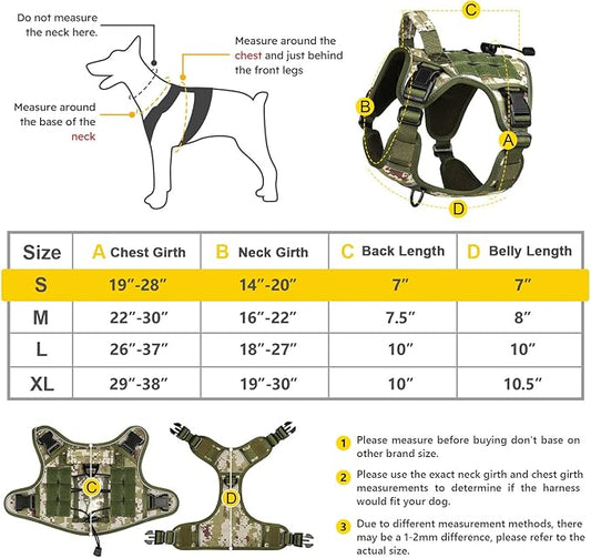 WINGOIN Tactical Dog Harness for Small Dogs, Heavy Duty No Pull Dog Harness with Handle, Adjustable Reflective Military K9 German Shepherd Dog Vest for Training, Walking, Hiking, Green Camo(S) WINGOIN