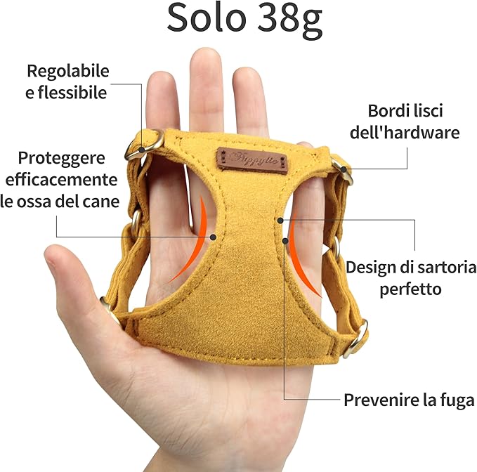 Puppytie No Pull Dog Harness with Multifunction Dog Leash,Soft Adjustable No Choke Escape Proof Pet Harness Vest for Medium Dogs or Large Dogs,Yellow,M Puppytie