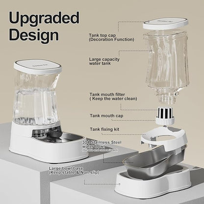 Gardner Pet Automatic Dog Water Dispenser Gravity Stainless Steel Water Waterer Feeder, 100% BPA-Free Large Capacity Water Feeding Bowls for Medium & Large-Sized Dogs Cats Other Pets -(1 Gallon) - PAWPICO