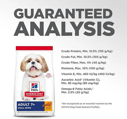 Hill's Science Diet Adult 7+, Senior Adult 7+ Premium Nutrition, Small Kibble, Dry Dog Food, Chicken, Brown Rice, & Barley, 5 lb Bag - PAWPICO