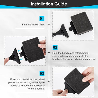 AQQA 4-in-1 Aquarium Cleaning Tools, Multifunctional Aquarium Glass Cleaner Algae Scraper for Glass Aquariums for Aquariums of Various Sizes with Telescopic Handle, 4 Cleaning Heads AQQA