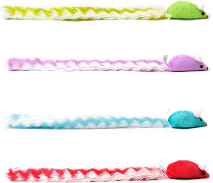 CHIWAVA 4 Packs 15 Inch Long Soft Plush Cat Toys Mice with Rattle Rustle Sound Small Mouse Activity Interactive Toy - PAWPICO