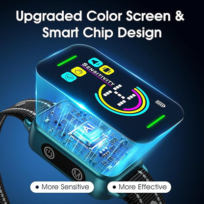 DINJOO Bark Collar, Dog Bark Collar for Large Medium Small Dogs,Smart Bark Collar,Rechargeable Anti Barking Training Collar with 8 Adjustable Sensitivity,Bark Collar with Beep (Blue) DINJOO