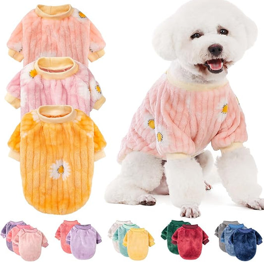 FabriCastle Dog Sweater, Pack of 2 or 3, Dog Clothes, Dog Coat, Dog Jacket for Small or Medium Dogs Boy or Girl, Ultra Soft and Warm Cat Pet Sweaters (Pink,Violet,Yellow, Medium) - PAWPICO