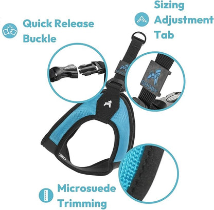 Gooby - Escape Free Easy Fit Harness, Small Dog Step-In Harness for Dogs that Like to Escape Their Harness, Turquoise, Small Gooby