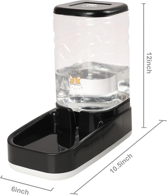 ELEVON Automatic Pet Water Feeder, 3.8L Gravity Cat Water Dispenser with Cat Water Bowl, Large Capacity Water Feeder for Kitten & Small and Medium-Sized Dogs (Black) - PAWPICO