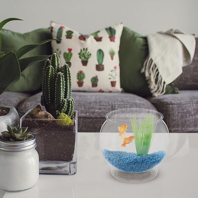 POPETPOP Plastic Fish Bowls Round Aquarium Clear Fish Keeper Fishbowl Vase Pot for Wedding Party Event Christmas Holiday Home Decor 18cm POPETPOP