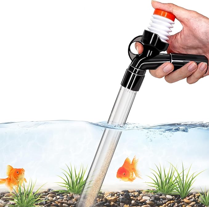 Aquarium Gravel Cleaner Fish Tank Kit Long Nozzle Water Changer for Water Changing and Filter Gravel Cleaning with Air-Pressing Button and Adjustable Water Flow Controller- BPA Free SSRIVER