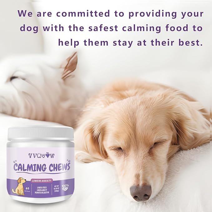 Dog Calming Chews with Melatonin - 60PCS Anxiety Relief Treats for Dogs, Calming Chews for Dogs, Promote Relaxation, Reduce Stress, Sleep Aid for Dogs,Natural Ingredients Calming Treats for Dogs VVWVVW