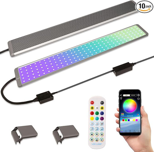 LED Aquarium Lights, Smart App Timing Fish Tank Light, RGBW Full Spectru Aquarium Lamp 19 Inches & 49cm (2024 App Pro Max Version) Jenklight