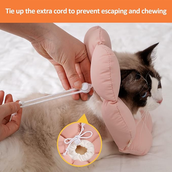 Avont Cat Cone Collar Soft, Adjustable Recovery E Collar Alternative for Cats Kittens Puppies, Elizabethan Neck Cone of Shame to Prevent Licking Biting After Surgery Protect Wounds -Pink(S) Avont