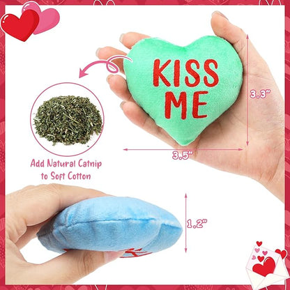 Valentines Cat Catnip Toys 6PCS Sweetheart Sayings Valentines Day Cat Toys Gifts for Indoor Cat Cute Funny Interactive Kitten Toys Boredom Relief Teeth Cleaning Chew Bite Kick Kitty Toys - PAWPICO