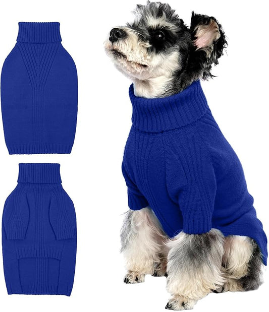 IECOii Dog Sweater,Dog Sweaters for Medium Dogs Girls Boys,Doggie Sweater Christmas,Pet Sweatshirt Knitwear Outfit for Holiday,Knit Turtleneck Warm Clothes for French Bulldog,Boston Terrier(Blue,M) - PAWPICO