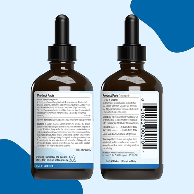 Pet Wellbeing Itch Support Gold for Cats - Occasional Itching, Scratching, and Hot Spots, Environmental and Seasonal Allergies, Dong Quai - Veterinarian-Formulated Herbal Supplement 4 oz (118 ml) PetWellbeing