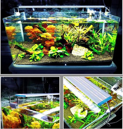 Bright Classic LED Aquarium Light, Reef Plant Fish Tank Light with Extendable Brackets, Aquatic Plant Growth Lamp White and Blue LEDs JackSuperAquariumPetsFocus