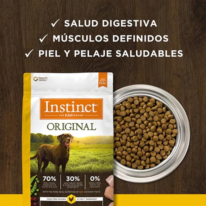 Instinct Dog Food, Grain Free Dog Food Dry, High Protein, Raw Coated Dog Food, Dog Kibble, Original Real Chicken, 22.5 lb. Bag - PAWPICO