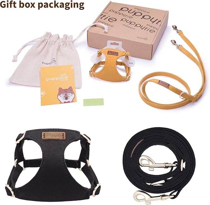 Puppytie No Pull Small Dog Harness with Multifunction Dog Leash,Lightweight Soft Adjustable No Choke Escape Proof Pet Harness Vest Pet Harness Vest,Black,M - PAWPICO
