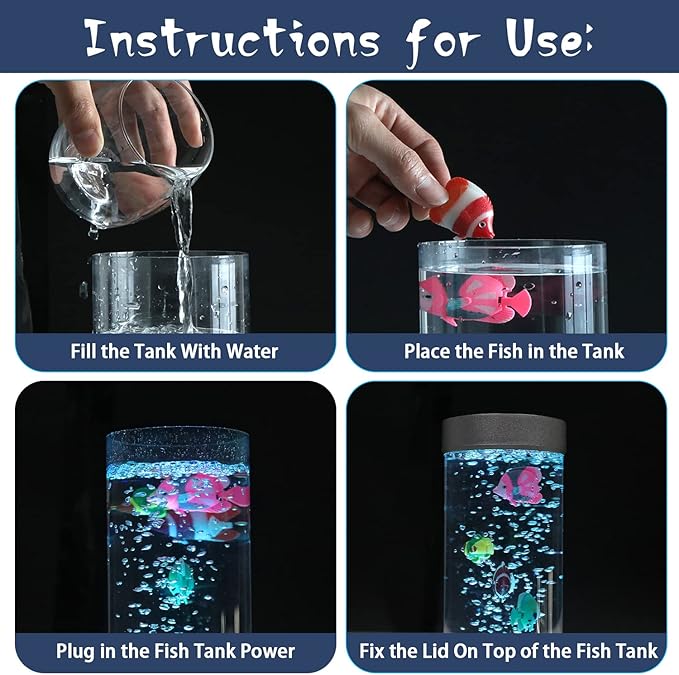 Bubble Fish Lamp, Sensory Bubble Tube Lamp, Artificial Fish Tank with Moving Fish, to Light Up Your Life Like a Lamp, Fish Tank Light and Aquarium Lamp, Excellent Gift for Kids & Adults SHTALHST