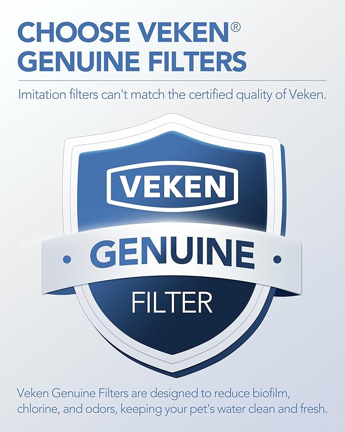 Veken Cat Water Fountain Filters, 8 Pack Replacement Filters & 8 Pack Replacement Pre-Filter Sponges Set for 67oz, 95oz, 135oz Automatic Pet Fountain Dog Water Dispenser - PAWPICO