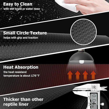 120 Gallon Reptile Terrarium Mat Liner, 96" X 24" Bearded Dragon Tank Accessories, Bearded Dragon Substrate for 4x2x2 Reptile Enclosure, Reptile Bedding Carpet for Leopard Gecko,Lizard,Tortoise, Black Hoplaep