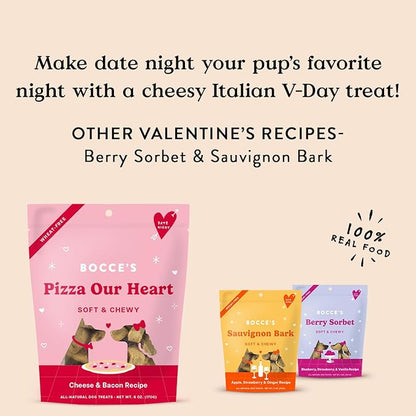 Bocce's Bakery Pizza Our Heart Treats for Dogs, Wheat-Free Everyday Dog Treats, Made with Real Ingredients, Baked in The USA, All-Natural Soft & Chewy Cookies, Cheese & Bacon, 6 oz - PAWPICO