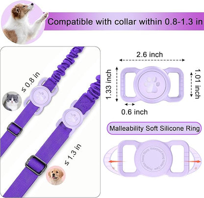 SANKALA Airtag Dog Collar Holder, [1 Pack] Waterproof Airtag Collar Holder for Dog, Silicone Full Body Covered Anti-Lost Protective Apple Airtag Case for Pet Collar - Fits All Width Collars, Purple SANKALA