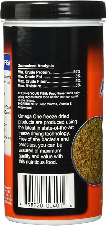 Omega One (3 Pack) Freeze Dried Blood Worms 0.96oz OmegaOne
