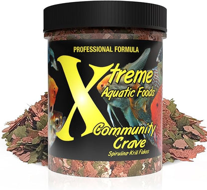 Xtreme Community Crave Flake - Krill & Spirulina Blend for Vibrant Colors, Immune Support and Digestive Health, Tropical & Freshwater Fish Nutrition – Premium Community Aquarium Food (2oz) XtremeAquaticFoods