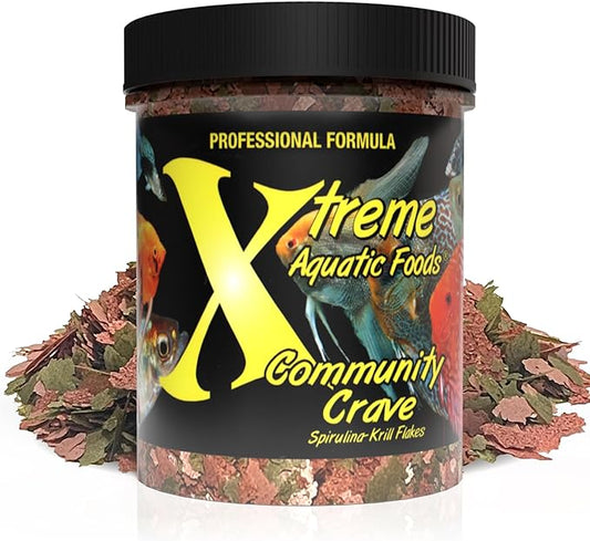 Xtreme Community Crave Flake - Krill & Spirulina Blend for Vibrant Colors, Immune Support and Digestive Health, Tropical & Freshwater Fish Nutrition – Premium Community Aquarium Food (2oz) XtremeAquaticFoods