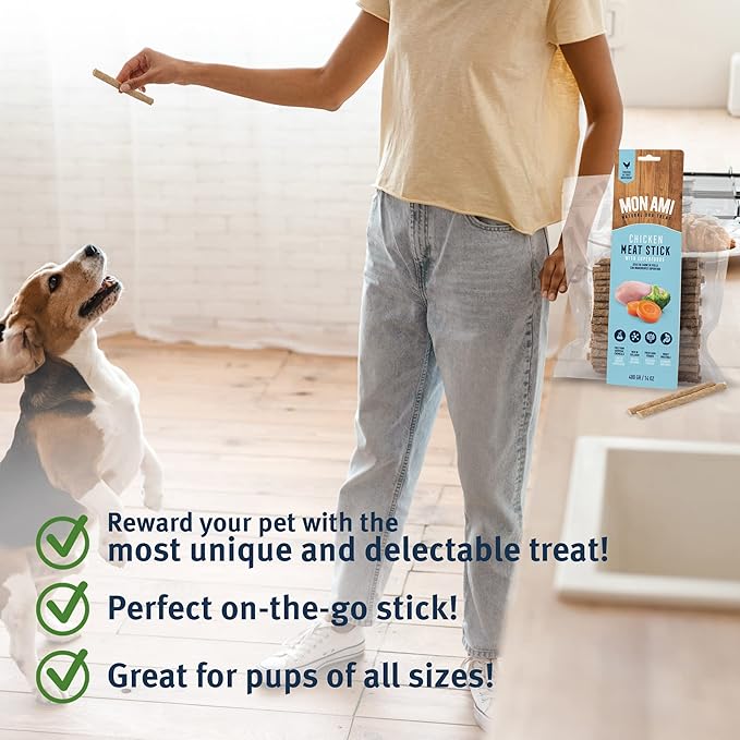 Mon Ami Chicken Meat Sticks for Dogs with Farm Fresh Vegetables (28 Oz) – Human Grade Dog Treats with Superfoods - Training Treats for Dogs - Healthy Dog Treats for Small, Medium and Large Dogs - PAWPICO