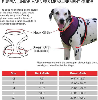 puppia Junior Over-The-Head Dog Harness Checkered Pattern No Choke No Pull Adjustable Chest Belt Walking Training for Small and Medium Dog, X-Small, Pink PUPPIA
