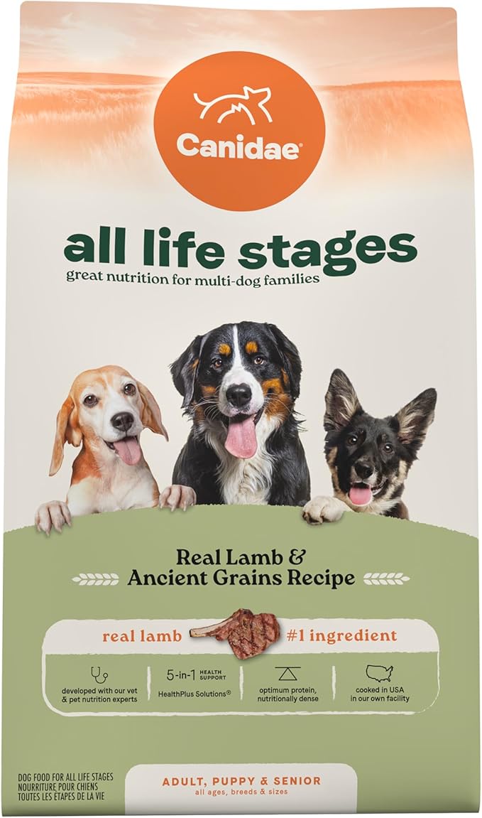 Canidae All Life Stages Real Lamb & Ancient Grains Recipe – High Protein Premium Dry Dog Food for All Ages, Breeds, and Sizes– 27 lbs. - PAWPICO