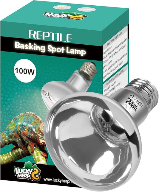 LUCKY HERP Heat Lamp Bulbs, UVA Intense Basking Spot Light Reptile Heat Lamp(Clear) 100W, Simulated Natural Sunlight Heat Lamp Bulbs for Reptile, Bearded Dragon, Amphibian, Turtle, Snake, Lizard LUCKYHERP