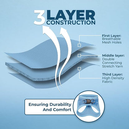 Voyager Step-In Air Dog Harness - All Weather Mesh, Reflective, No Pull Harness for Small, Medium Dogs, Cats - Secure with Hook & Loop Fastener, Buckle, Double D-Rings - Baby Blue, XXXS BestPetSuppliesLLC