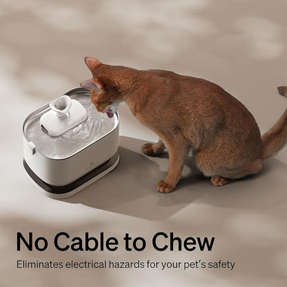 PETLIBRO Cat Water Fountain,Wireless Pet Fountain Battery Operated,2.5L/84oz Dockstream Automatic Dog Water Dispenser for Drinking with Quiet Pump Inside Stainless Steel Tray Easy Clean BPA-Free - PAWPICO