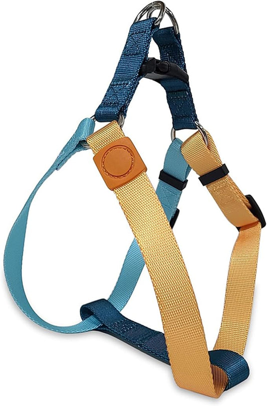 Tri-Color Dog Harness, Adjustable Step-in Design Dog Harness for Large Dogs No Pull, Heavy Duty Puppy Harness, Easy for Walking Dog Harness for Large Dogs, Large Dog Harness Blue Orange Pawhuggies