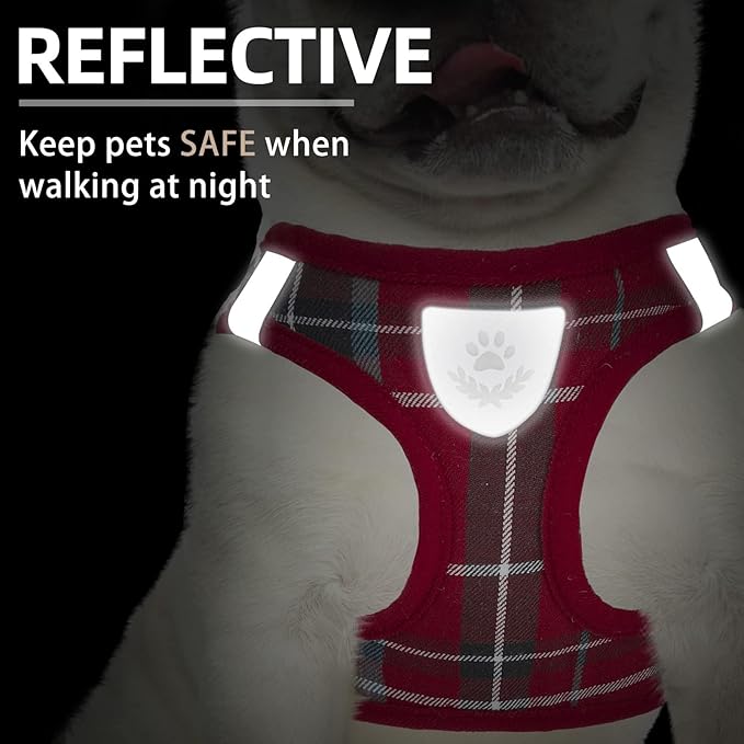 PUPTECK Adjustable Dog Harness Collar and Leash Set Step in No Pull Pet Harness for Small Medium Dogs Puppy and Cats Outdoor Walking Running, Soft Mesh Padded Reflective Vest Harnesses, Red XL PUPTECK