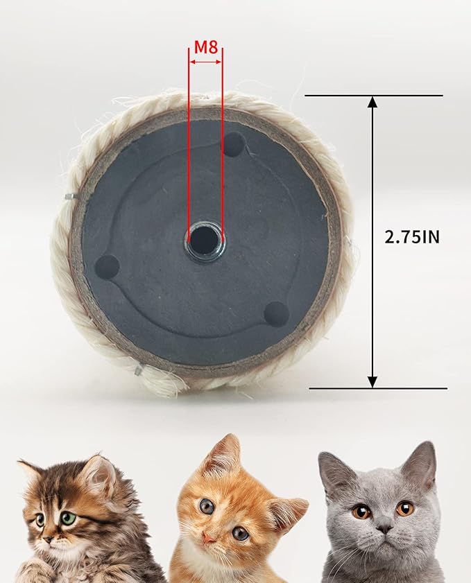 BNOSDM 4 Pcs M8 15”x2.75” Cat Tree Scratching Post Replacement Parts for Indoor Cats Tower Rope Scratch Poles Refill Sisal Pole Part for Refurbishment Hemp Kitty Furniture Accessories Spare - PAWPICO