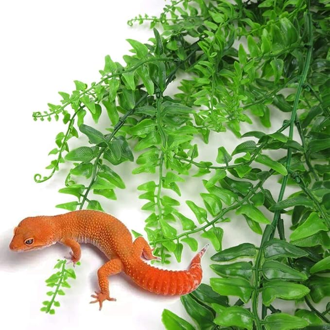 PINVNBY Reptile Plants Hanging Fake Vines Boston Climbing Terrarium Plant with Suction Cup for Bearded Dragons Lizards Geckos Snake Pets Hermit Crab and Tank Habitat Decorations (6 Pack) PINVNBY