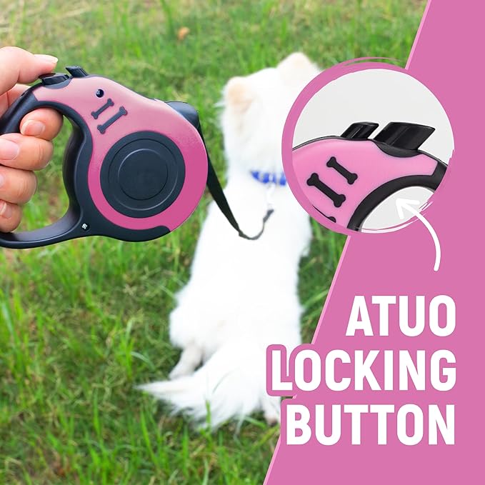 Retractable Dog Leash Automatic Telescopic Tractor Dog Tape, Pet Tape 10/16 FT Durable and Convenient, with Folding Bowl, Dispenser, Rubbish Bags, Suitable for Small and Medium Dogs LIEVUIKEN